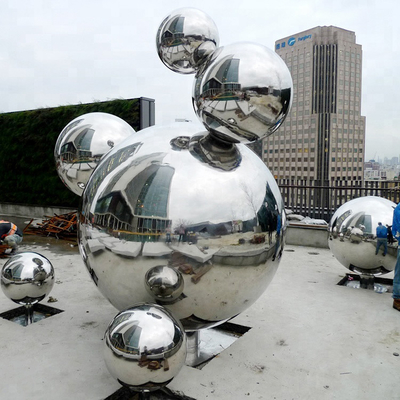 Scultura moderna del metallo della scultura dello specchio del giardino della sfera di H250cm all'aperto