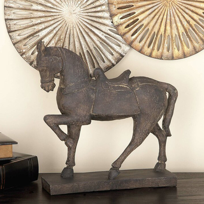 Il ripiano del tavolo del metallo del cavallo dell'ufficio scolpisce l'altezza a 15 pollici delle statue del ghisa