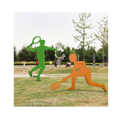 Gli sport astratti della siluetta calcolano la scultura all'aperto Art Ornaments antico del metallo