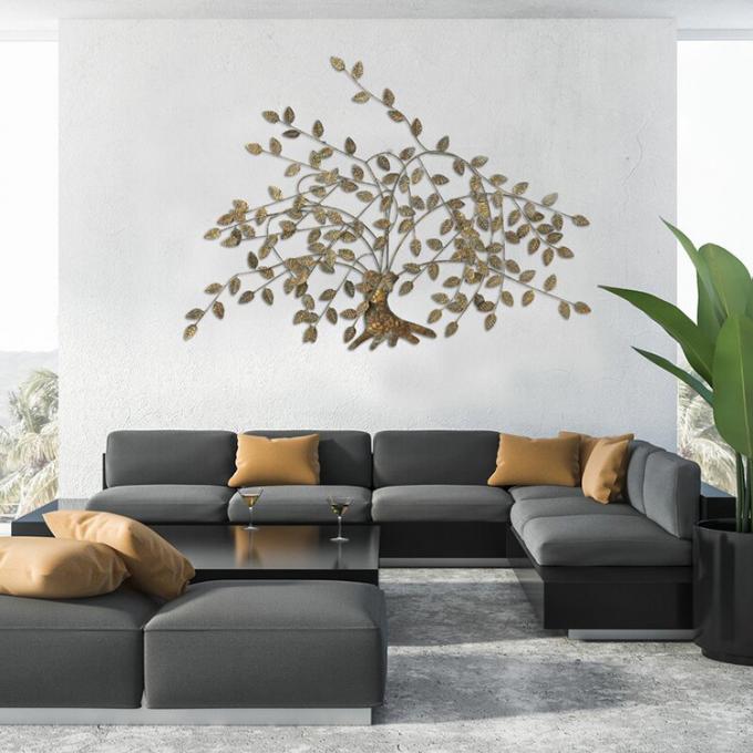 Decorazione dorata nordica 2022 della parete di forma dell'albero di alta qualità domestica moderna della decorazione per la casa